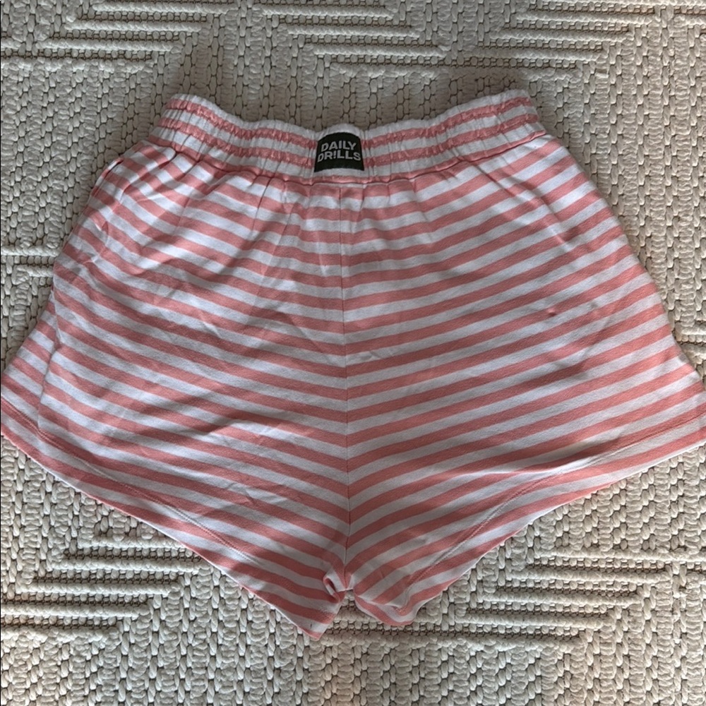 Daily Drills Pink and White Striped Athletic Shorts